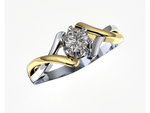 PRINTABLE WOMANS SOLITAIRE RING two colors 3D 打印模型