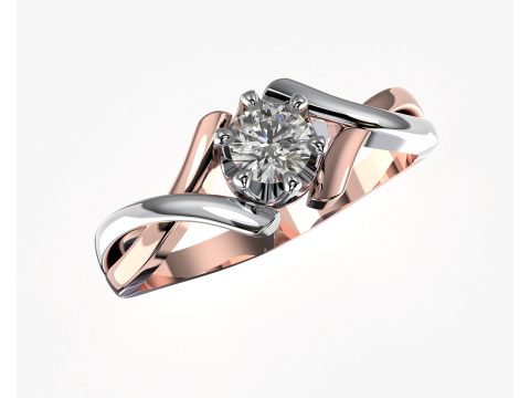 PRINTABLE WOMANS SOLITAIRE RING two colors 3D 打印模型