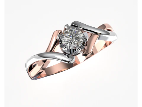 PRINTABLE WOMANS SOLITAIRE RING two colors 3D Print Model