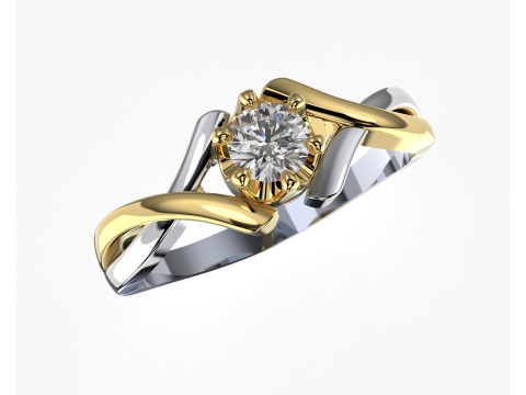 PRINTABLE WOMANS SOLITAIRE RING two colors 3D 打印模型
