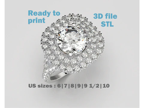 Nişan HALO halkası - Elmas-1ct -3d baskı i&ccedil;in STL 3D Baskı Modeli