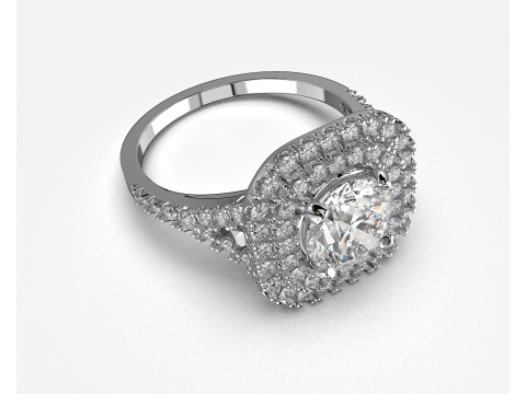 Engagement HALO ring- Diamond-1ct -STL for 3d printing Modèles 3D en vedette