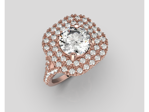 Engagement HALO ring- Diamond-1ct -STL for 3d printing Modèles 3D en vedette