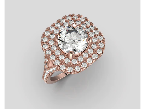 Engagement HALO ring- Diamond-1ct -STL for 3d printing 3D Print Model