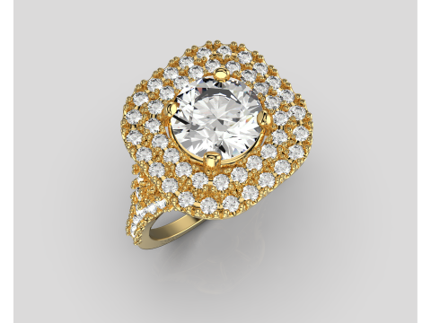 Engagement HALO ring- Diamond-1ct -STL for 3d printing Modèles 3D en vedette