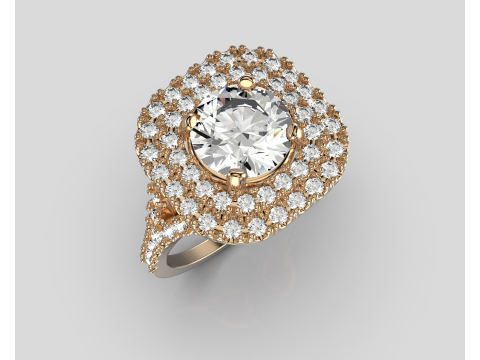 Engagement HALO ring- Diamond-1ct -STL for 3d printing Modèles 3D en vedette