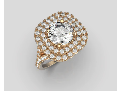 Engagement HALO ring- Diamond-1ct -STL for 3d printing 3D Print Model