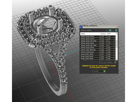 Engagement HALO ring- Diamond-1ct -STL for 3d printing 3D Print Model
