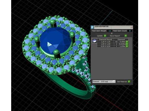 Engagement HALO ring- Diamond-1ct -STL for 3d printing Modèles 3D en vedette