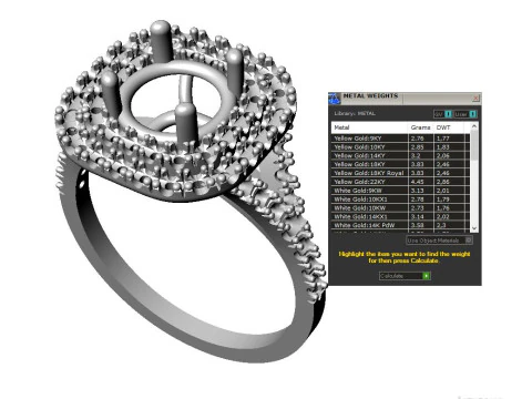 Engagement HALO ring- Diamond-1ct -STL for 3d printing 3D Print Model