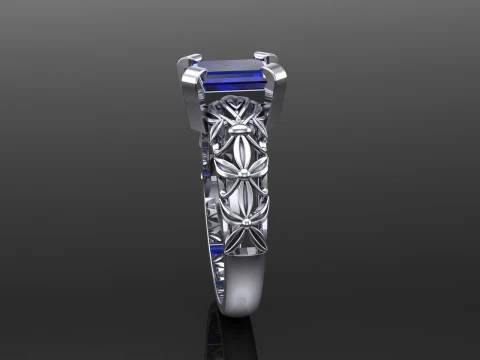 エンゲージメント ヴィンテージ SOLITAIRE リング- ストーン エメラルド シェイプ-8x6mm - 印刷可能 STL 3Dプリントモデル