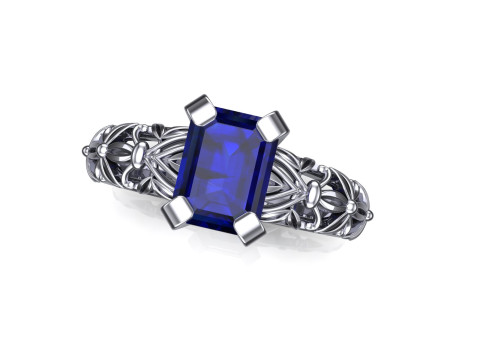 Engagement vintage SOLITAIRE ring- Stone emerald shape-8x6mm - printable STL 3Dプリントモデル