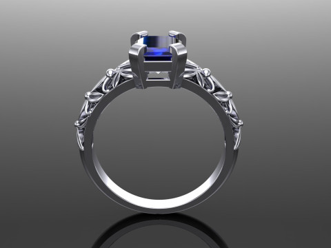 Engagement vintage SOLITAIRE ring- Stone emerald shape-8x6mm - printable STL 3Dプリントモデル
