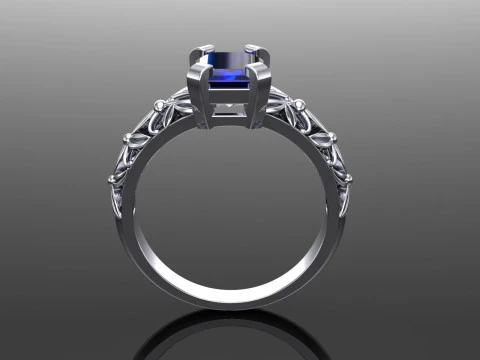 エンゲージメント ヴィンテージ SOLITAIRE リング- ストーン エメラルド シェイプ-8x6mm - 印刷可能 STL 3Dプリントモデル