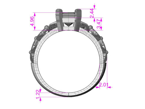 Engagement vintage SOLITAIRE ring- Stone emerald shape-8x6mm - printable STL 3Dプリントモデル