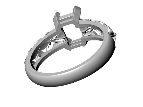 Engagement vintage SOLITAIRE ring- Stone emerald shape-8x6mm - printable STL 3Dプリントモデル