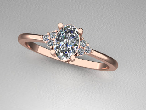 Engagement classic ring with oval 6x4 -STL for 3d printing 3D-Druckmodell