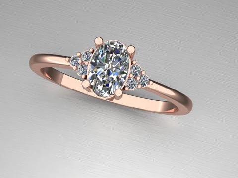 Engagement classic ring with oval 6x4 -STL for 3d printing 3D Print Model