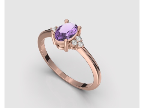 Engagement classic ring with oval 6x4 -STL for 3d printing 3D-Druckmodell