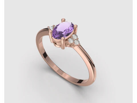 Engagement classic ring with oval 6x4 -STL for 3d printing 3D Print Model