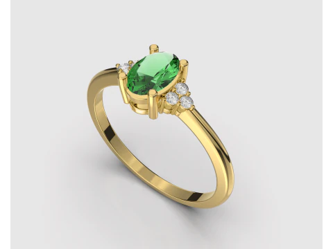 Engagement classic ring with oval 6x4 -STL for 3d printing 3D Print Model