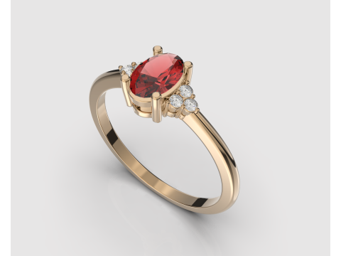Engagement classic ring with oval 6x4 -STL for 3d printing 3D-Druckmodell