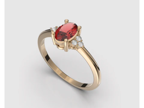 Engagement classic ring with oval 6x4 -STL for 3d printing 3D Print Model