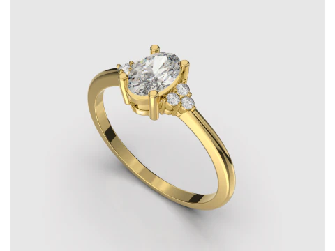 Engagement classic ring with oval 6x4 -STL for 3d printing 3D Print Model