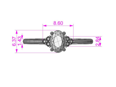 Engagement classic ring with oval 6x4 -STL for 3d printing 3D-Druckmodell