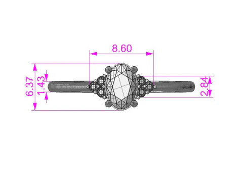 Engagement classic ring with oval 6x4 -STL for 3d printing 3D Print Model
