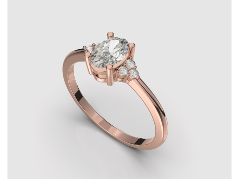 Engagement classic ring with oval 6x4 -STL for 3d printing 3D-Druckmodell