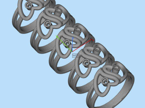 Ring love hearts together -STL for 3d printing 3D Принт Модель