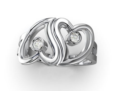 Ring love hearts together -STL for 3d printing 3D Принт Модель