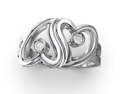 Ring love hearts together -STL for 3d printing 3D Print Model