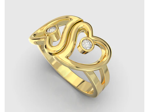 Ring love hearts together -STL for 3d printing 3D Print Model