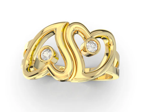 Ring love hearts together -STL for 3d printing 3D Print Model