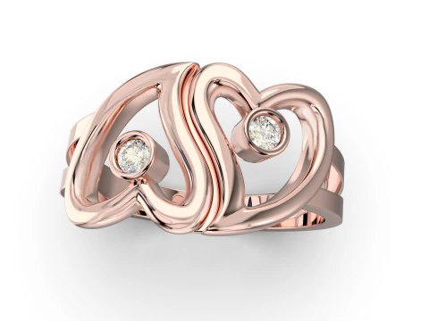 Ring love hearts together -STL for 3d printing 3D Print Model