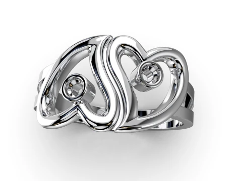 Ring love hearts together -STL for 3d printing 3D Print Model