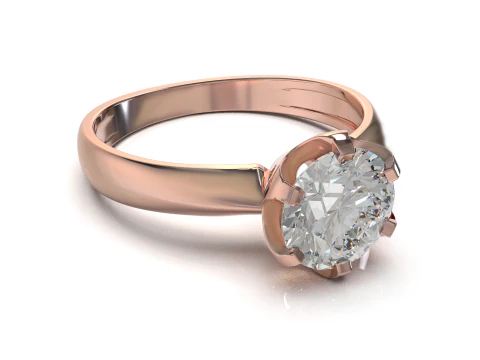 PRINTABLE WOMANS SOLITAIRE RING stone 1ct 3D Print Model