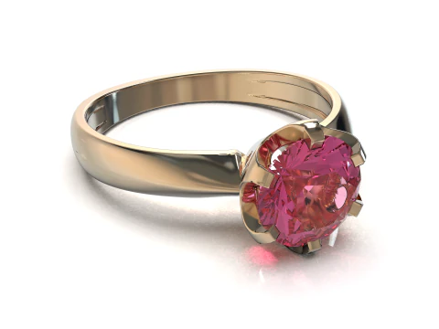 PRINTABLE WOMANS SOLITAIRE RING stone 1ct 3D Print Model