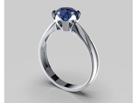 PRINTABLE WOMANS SOLITAIRE RING stone 1ct 3D Print Model