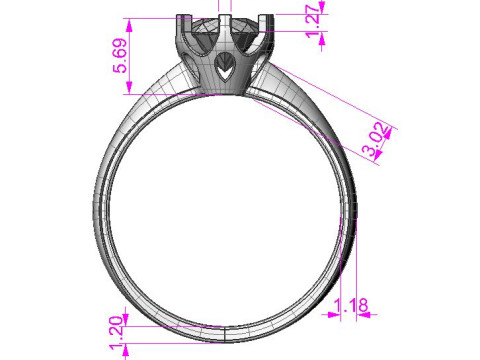 PRINTABLE WOMANS SOLITAIRE RING stone 1ct 3D 프린트 모델