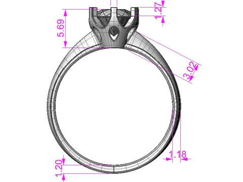 PRINTABLE WOMANS SOLITAIRE RING stone 1ct 3D Print Model
