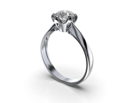 PRINTABLE WOMANS SOLITAIRE RING stone 1ct 3D Print Model