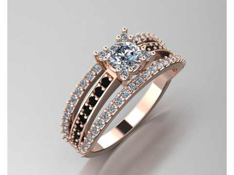 Engagement vintage solitaire ring- stone 5mm -STL for 3d printing 3Dプリントモデル
