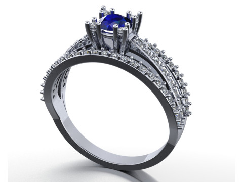 Engagement vintage solitaire ring- stone 5mm -STL for 3d printing 3Dプリントモデル