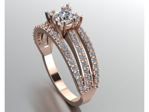 Engagement vintage solitaire ring- stone 5mm -STL for 3d printing 3Dプリントモデル