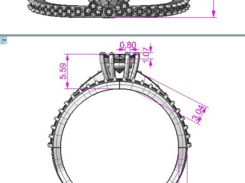 Engagement vintage solitaire ring- stone 5mm -STL for 3d printing 3Dプリントモデル