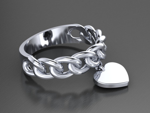 Jewelry chain link ring and heart - printable STL 3Dプリントモデル
