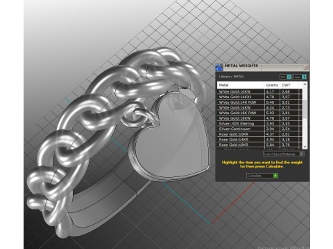 Jewelry chain link ring and heart - printable STL 3Dプリントモデル
